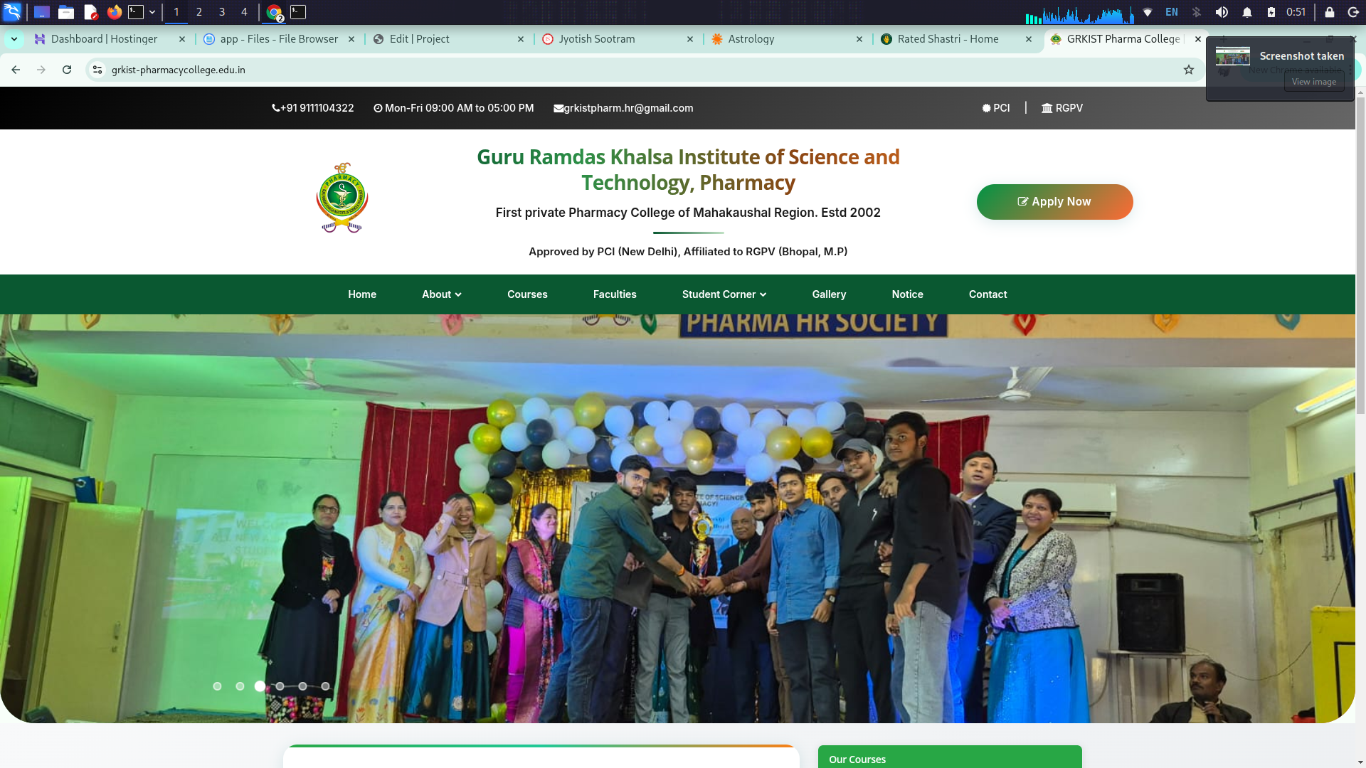 GRKIST Pharmacy College Website System