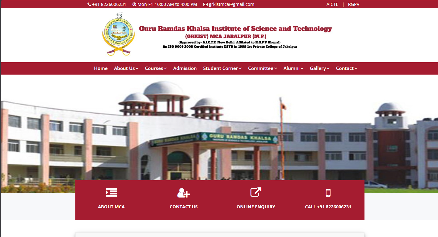GRKIST MCA Department Website System