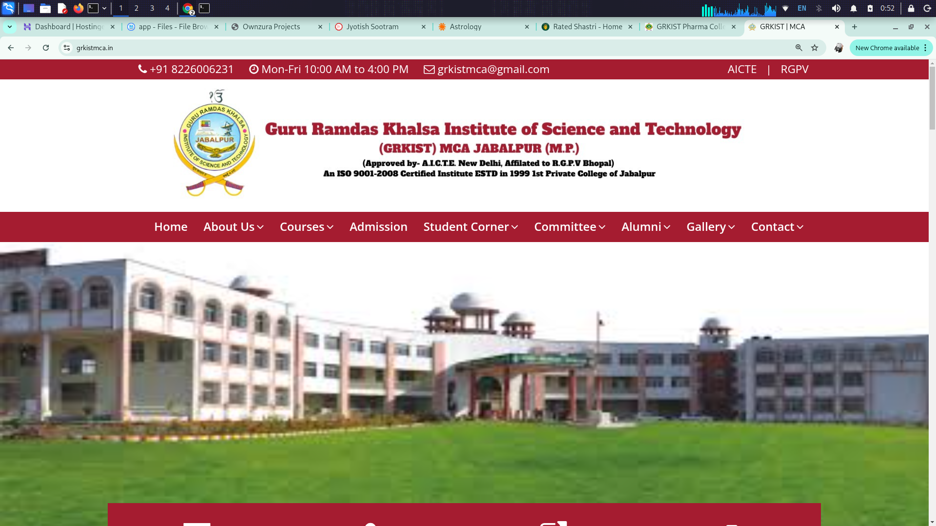 GRKIST MCA Department Website System